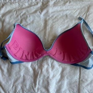 Vintage Victoria's Secret Blue & White Striped Push Up Bra